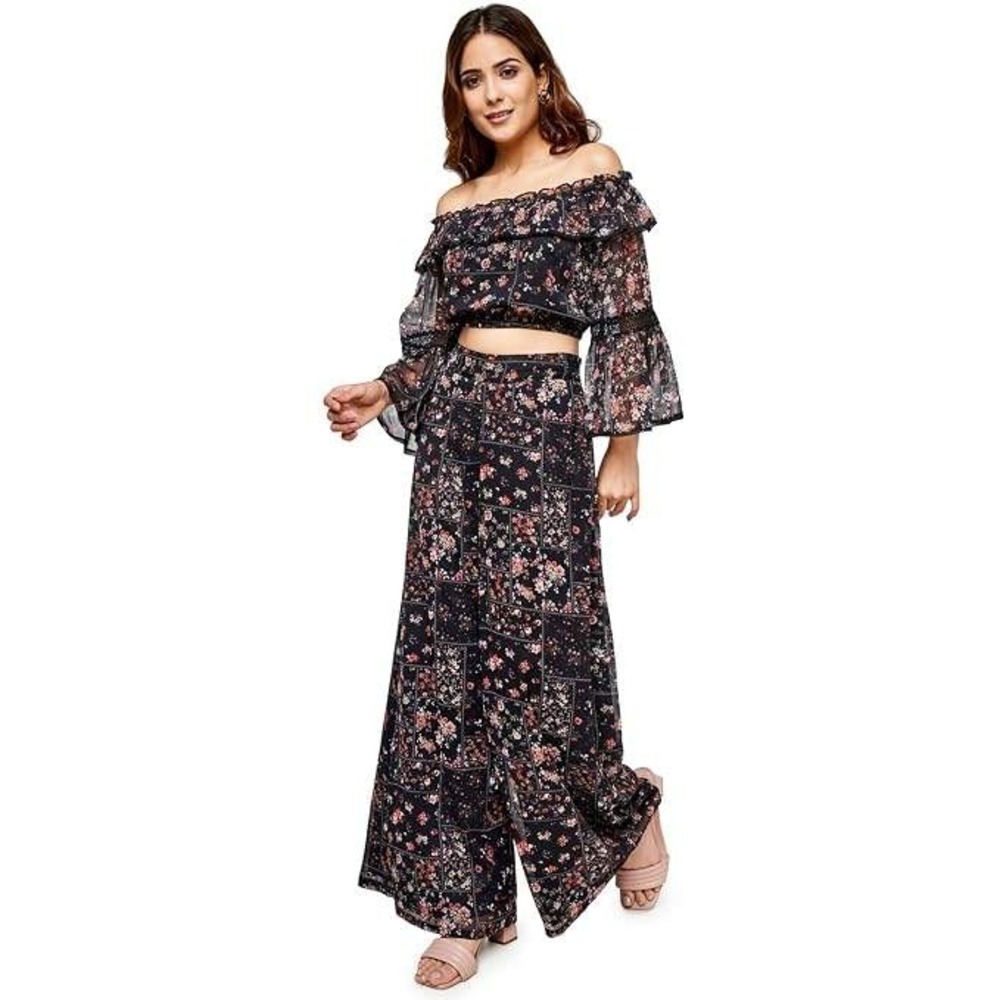 AND Floral Patchwork Size 12 2Pc. Set Black Boho Whimsigoth Fairy Cottage EUC